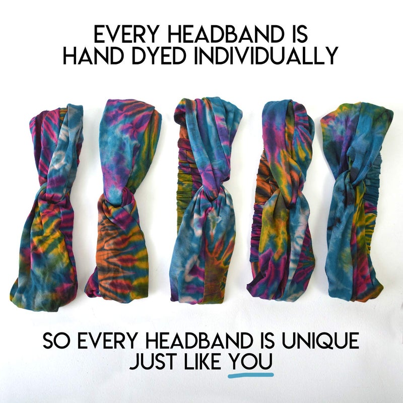 CHARM Womens Boho Tie Dye Headband - Fashion Turban Headwrap Hippy Yoga Hairband Twist Knot Festival Hair Band A - Image 3